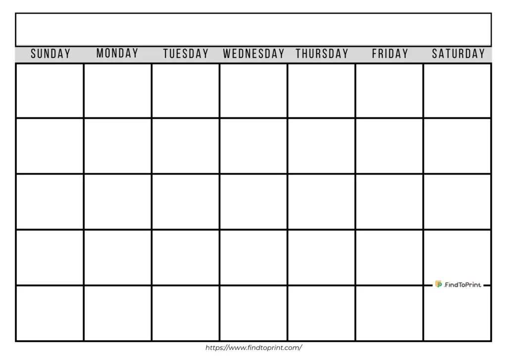 A minimalistic blank monthly calendar for printing.