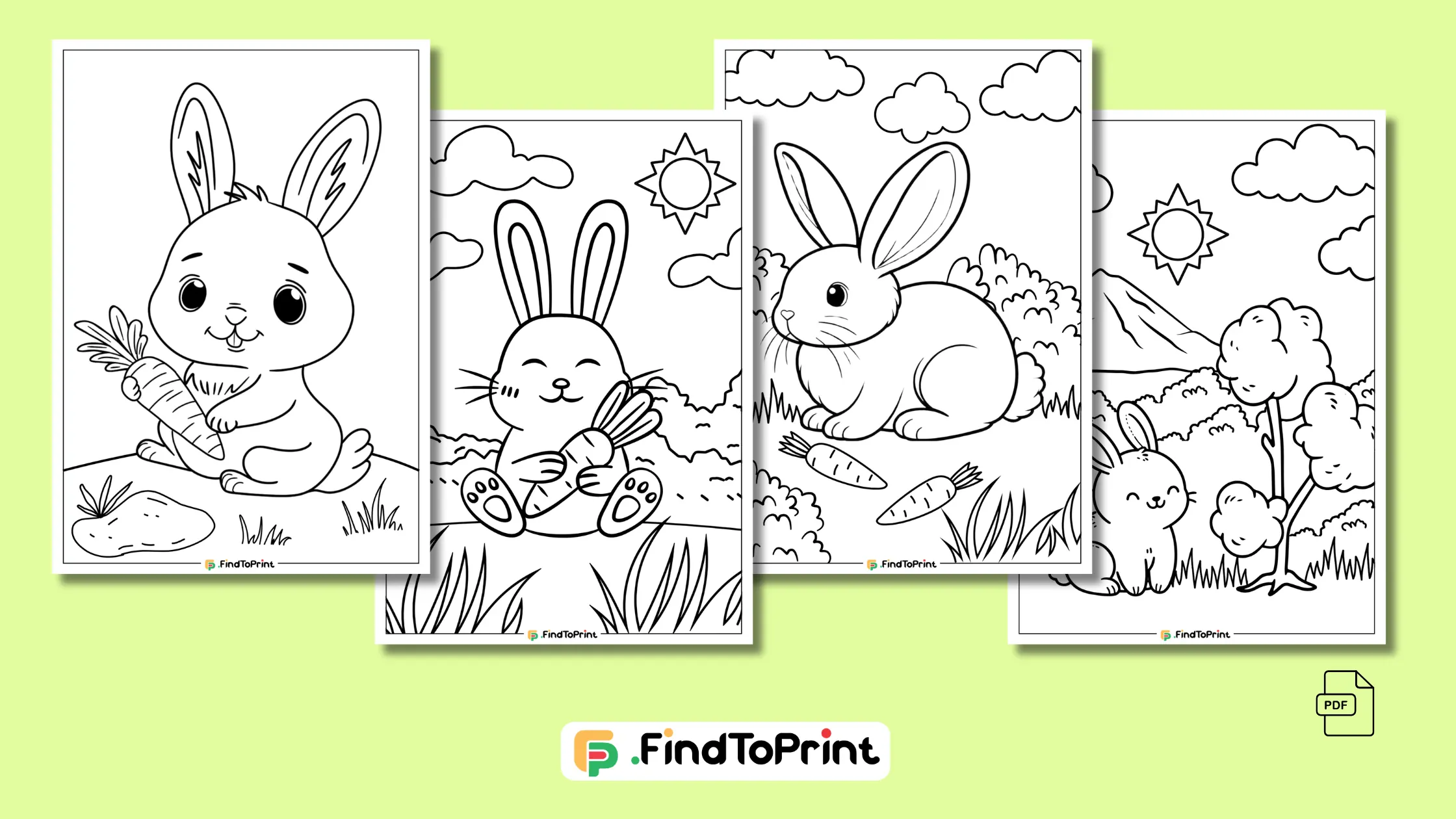 Printable Cute Bunny Coloring Pages