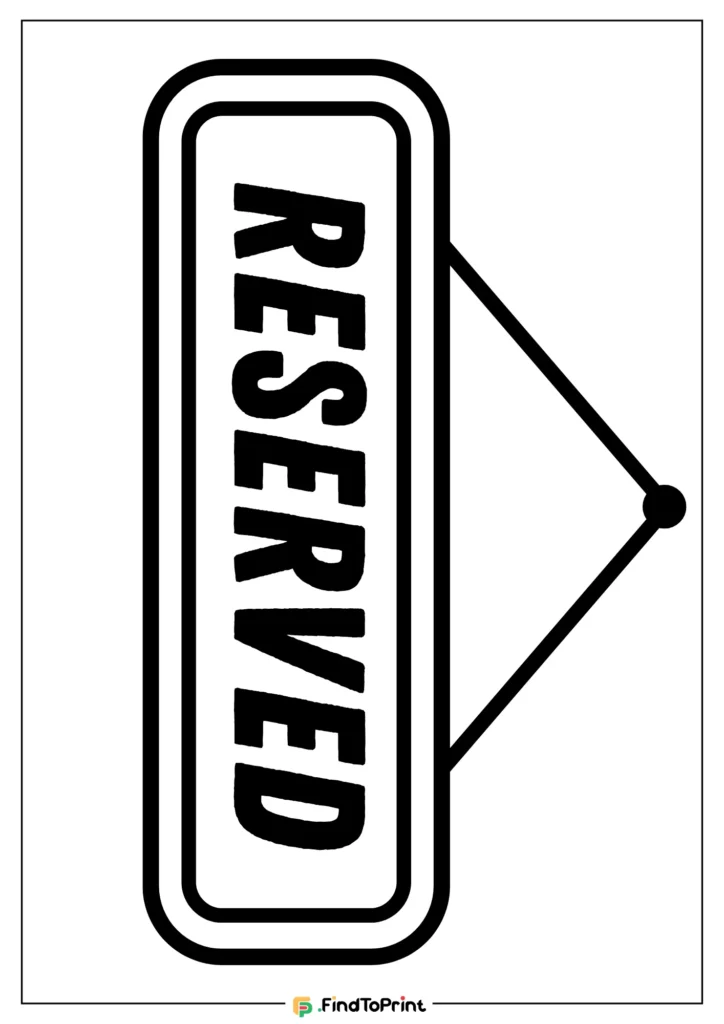 Simple black and white reserved sign template with hanging tag design.